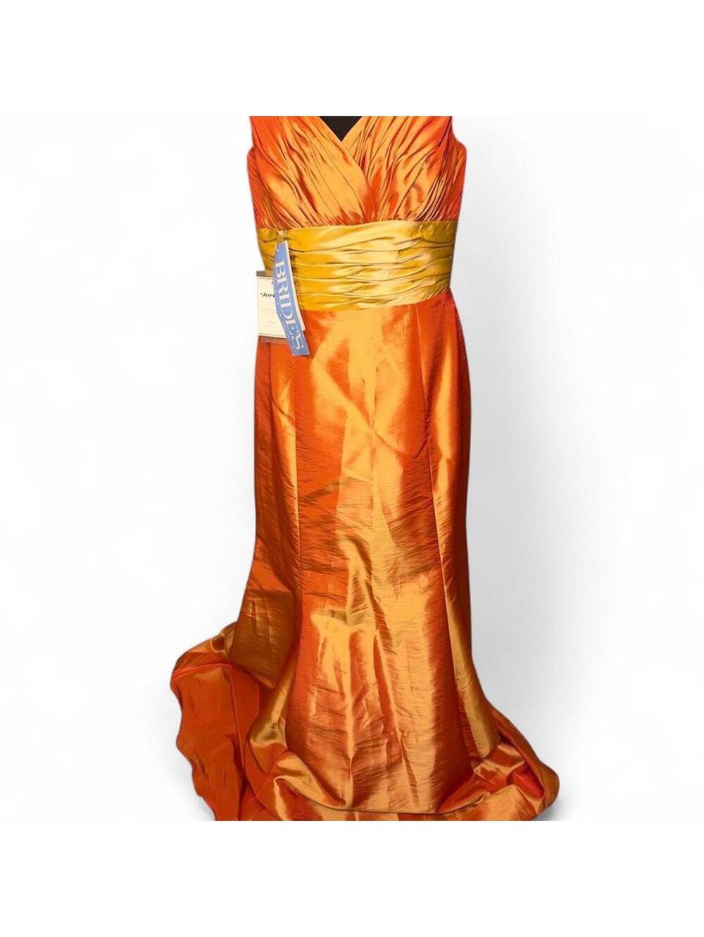 Vintage Jordan Fashions Iridescent Orange Gold Taffeta Formal Gown – Size 12
